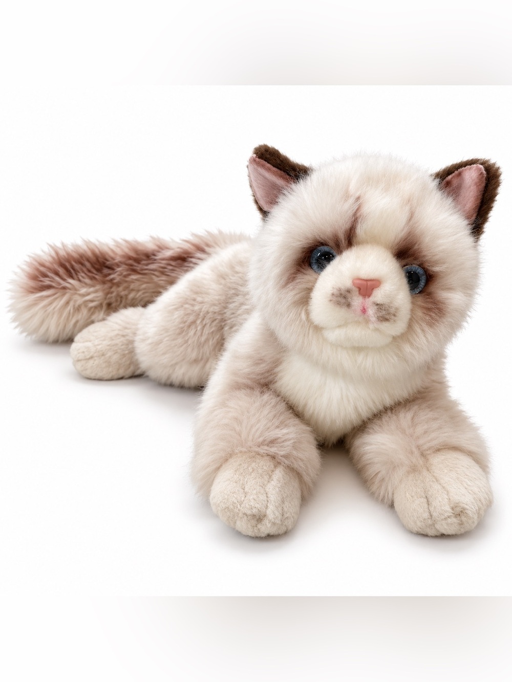 CU-MATE Ragdoll Siamese Cat Plush Blue Eyes Realistic Stuffed Animal 19”